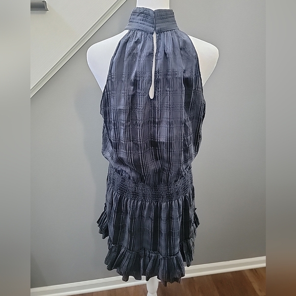 Ramy Brook Lowri Mini Dress Medium Blue Silk Blend Sleeveless Tiered - Picture 5 of 7